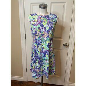 Title Nine Blue Floral Strappy Open Back Mini Athletic Dress, Size Small